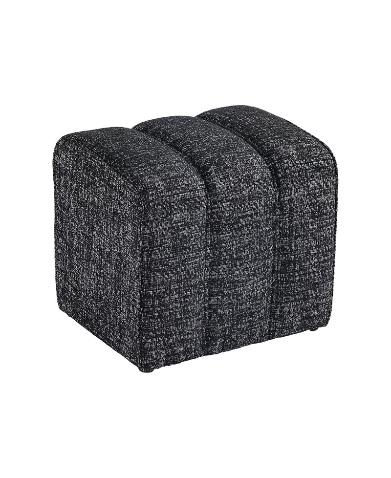 Black Linen Rectangle Ottoman 