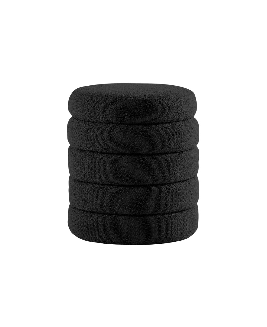 Black Fabric Round Ottoman with Storage #100098