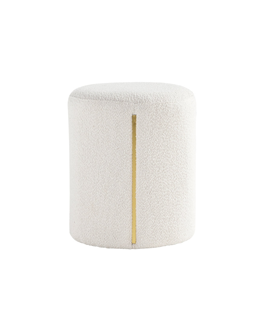 White Round Ottoman with Band #100100