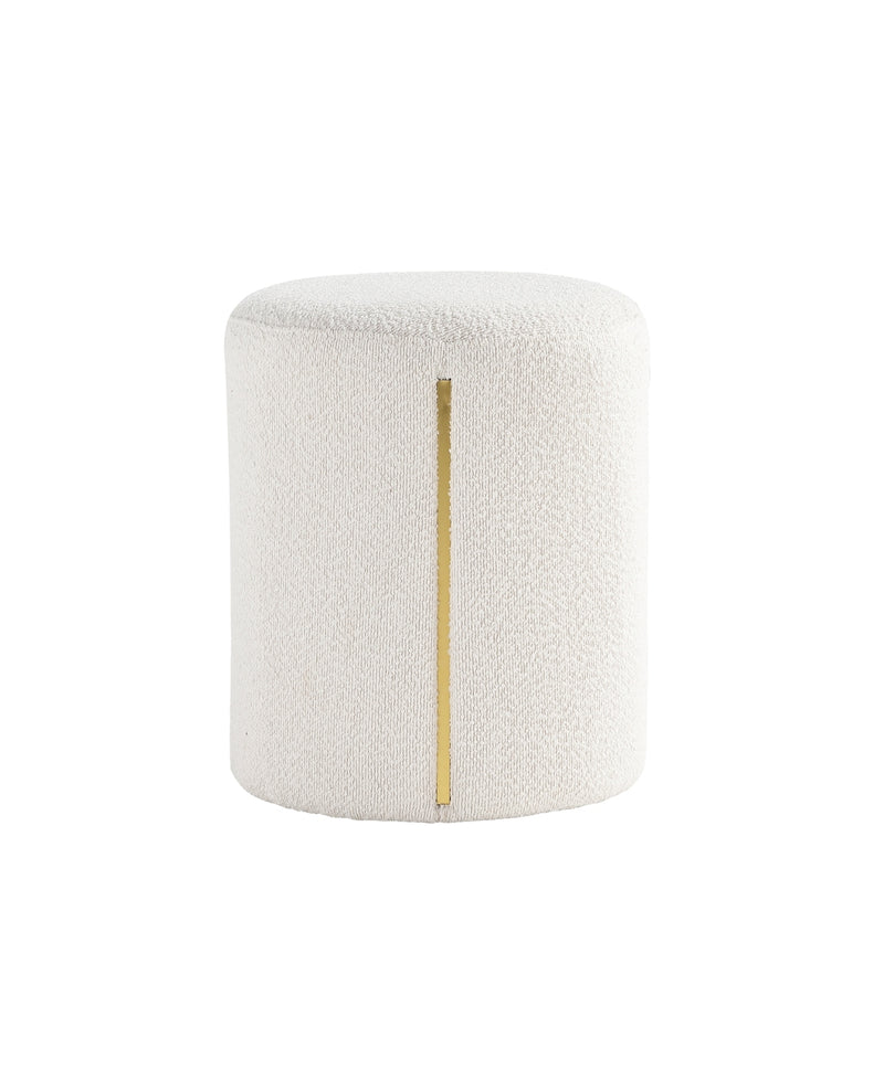 White Round Ottoman with Band 