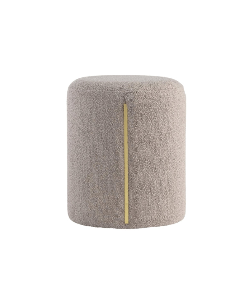 Taupe Round Ottoman with Band 