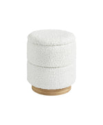 Load image into Gallery viewer, Wooden Base Storage Ottoman: White Boucle #100104
