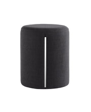 Black Linen Round Ottoman with Band #100116