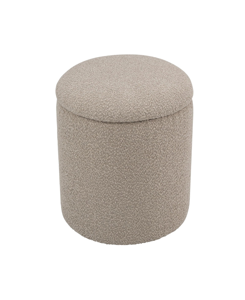 Taupe Round Ottoman With Storage 
