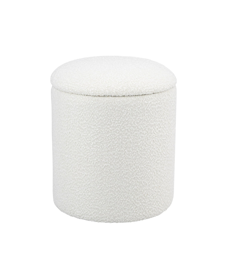 White Round Ottoman With Storage 