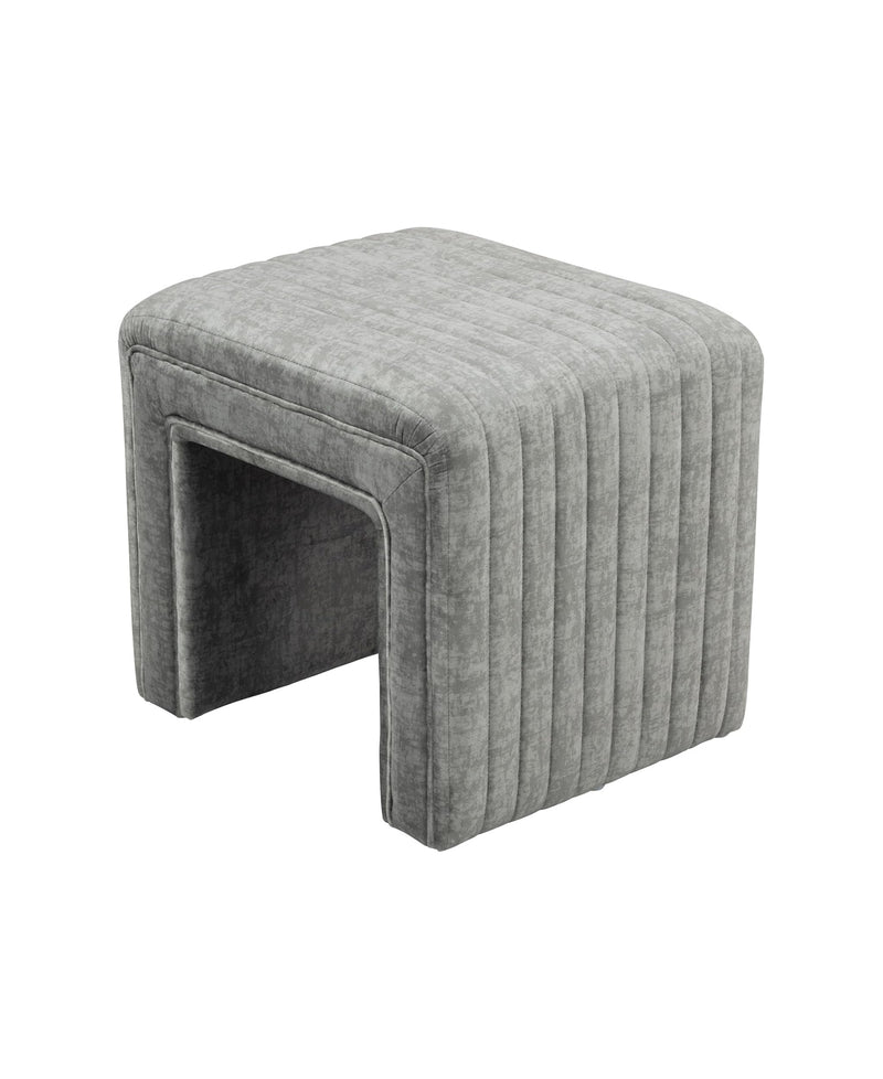 Gray U Shaped Velvet Ottoman 
