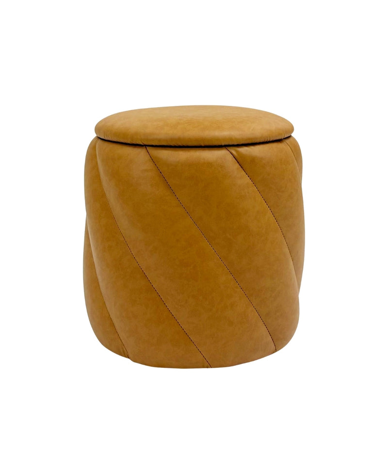 Mustard Faux Leather Storage Ottoman 
