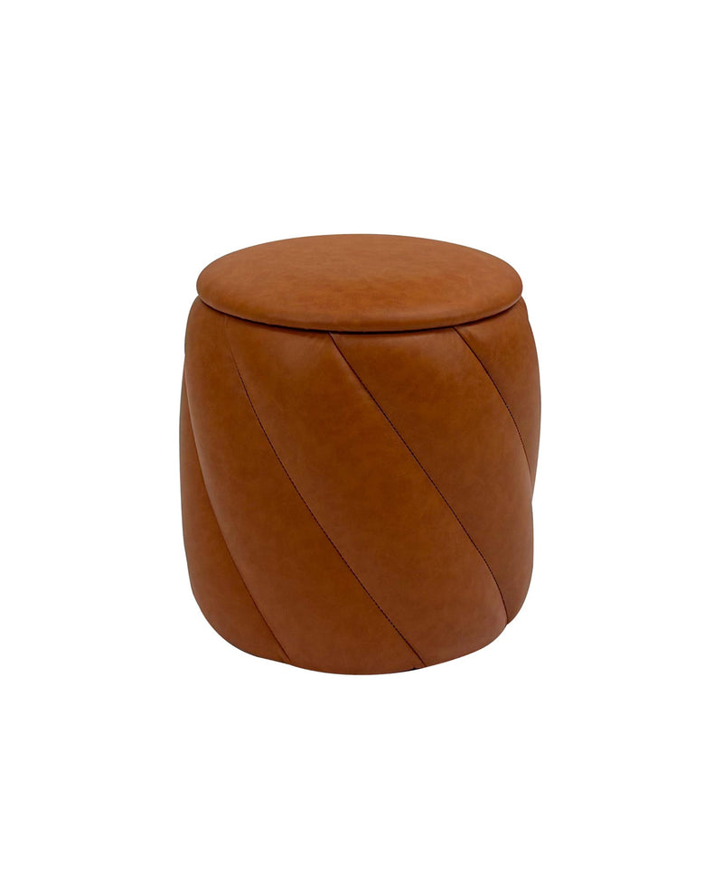 Dark Brown Faux Leather Storage Ottoman 