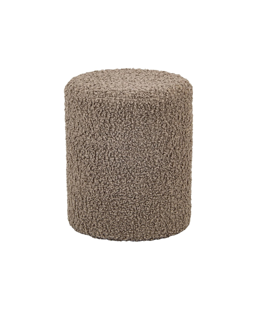 Taupe Sherpa Fabric Round Ottoman #100131