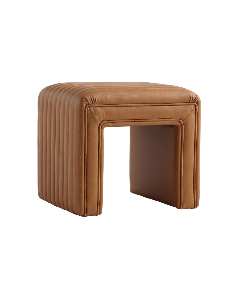 Brown U Shaped Leather Ottoman 