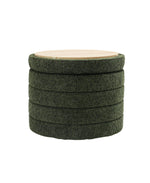 Load image into Gallery viewer, Green Chenille Round Ottoman With Storage #100138
