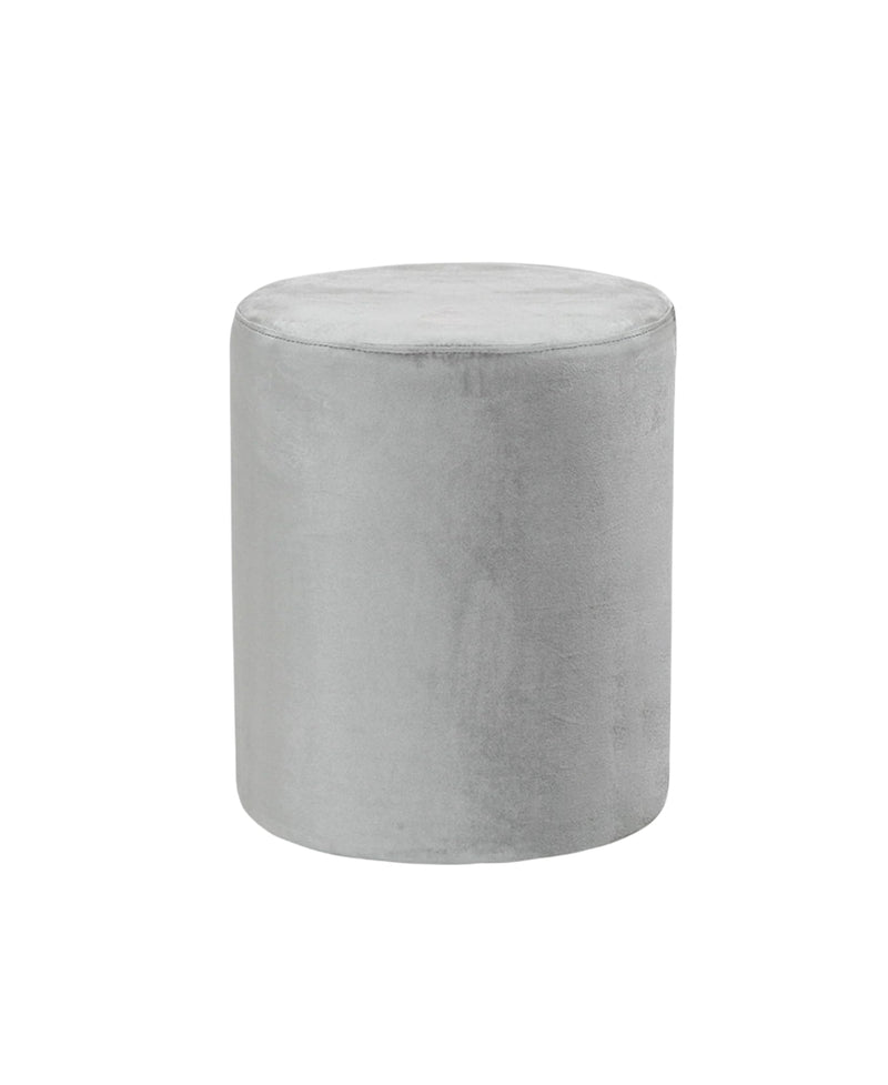 Light Grey Velvet Round Ottoman 
