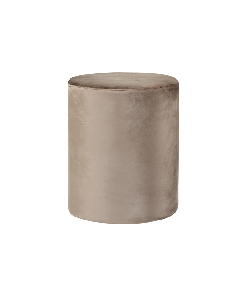 Beige Velvet Round Ottoman 