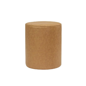 Faux Leather Modern Round Ottoman with Soft Padded Sea (Light Brown) #100145 Get Set Style Furniture