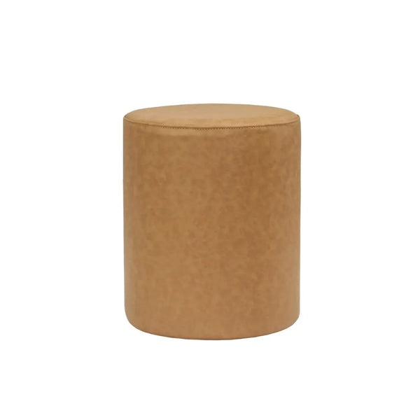 Faux Leather Modern Round Ottoman with Soft Padded Sea (Light Brown) #100145 Get Set Style Furniture