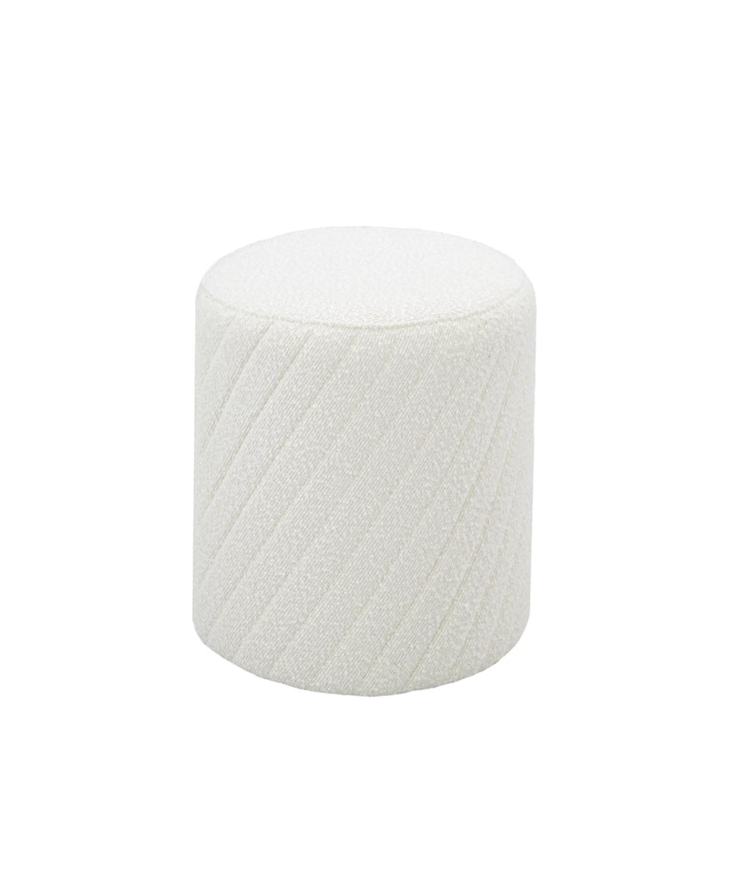 White Textured Boucle Ottoman 