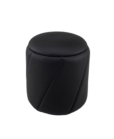 Black Faux Leather Storage Ottoman #100151