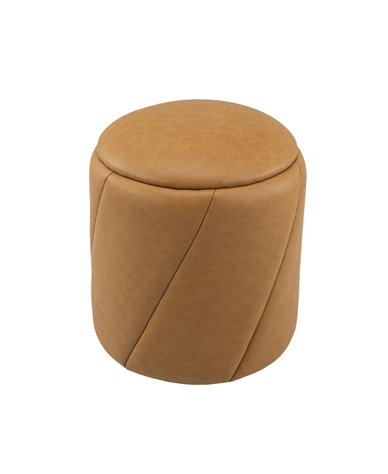 Brown Faux Leather Storage Ottoman 