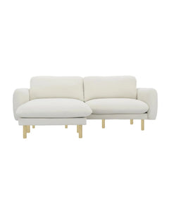 Scandi 86 Inch Modern L-Shaped Convertible Sectional Sofa in Off White Fabric - Reversible Chaise and Wood Foundation by Get Set Style Furniture.