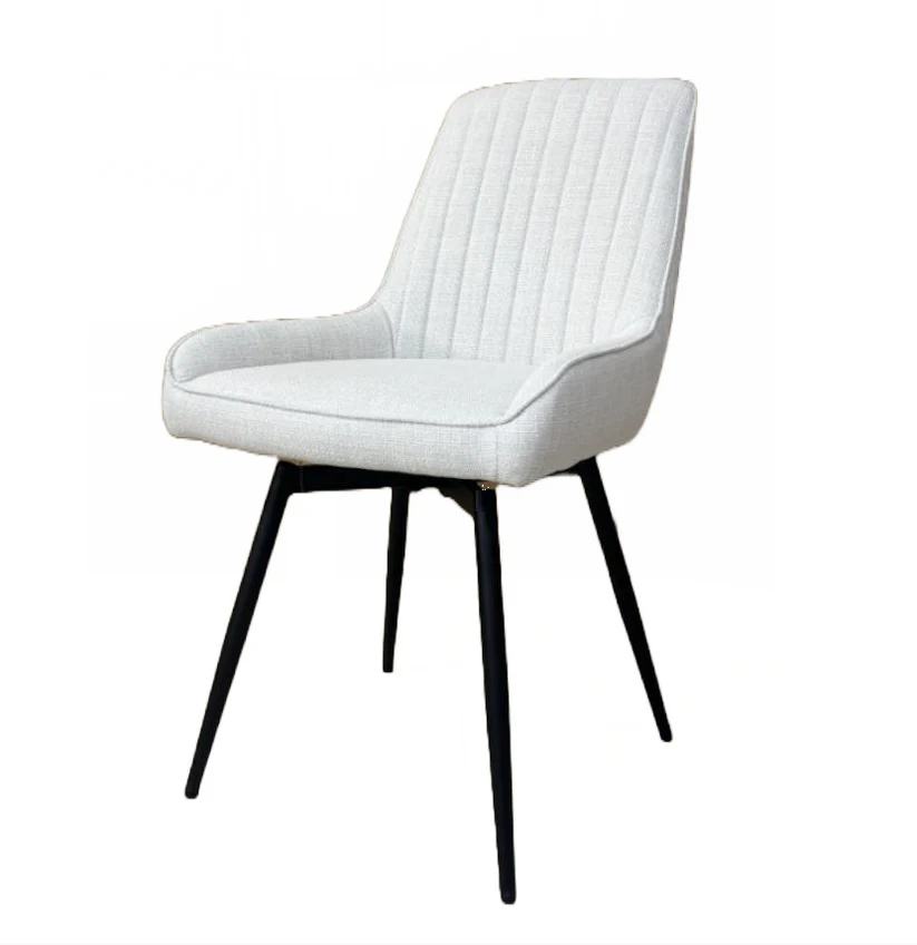 EMMA SWIVEL DINING CHAIR GY-DC-1916BK LIGHT GREY LINEN BLACK LEGS