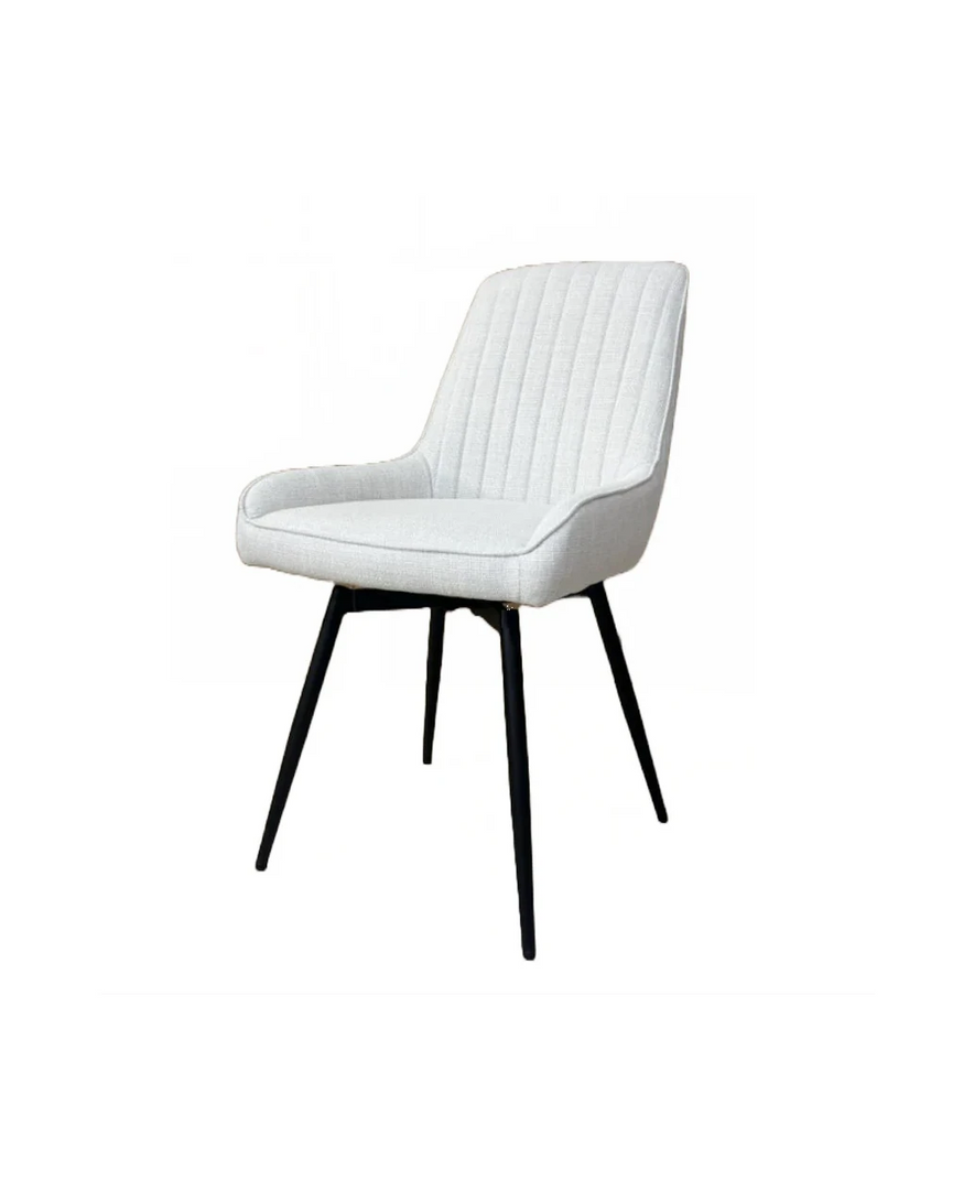 EMMA SWIVEL DINING CHAIR GY-DC-1916BK LIGHT GREY LINEN BLACK LEGS