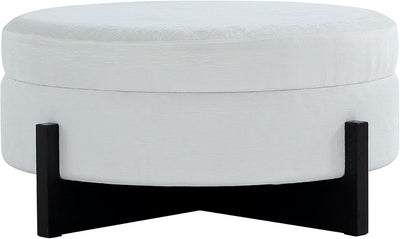 White Round Ottoman Coffee Table with Storage #120011