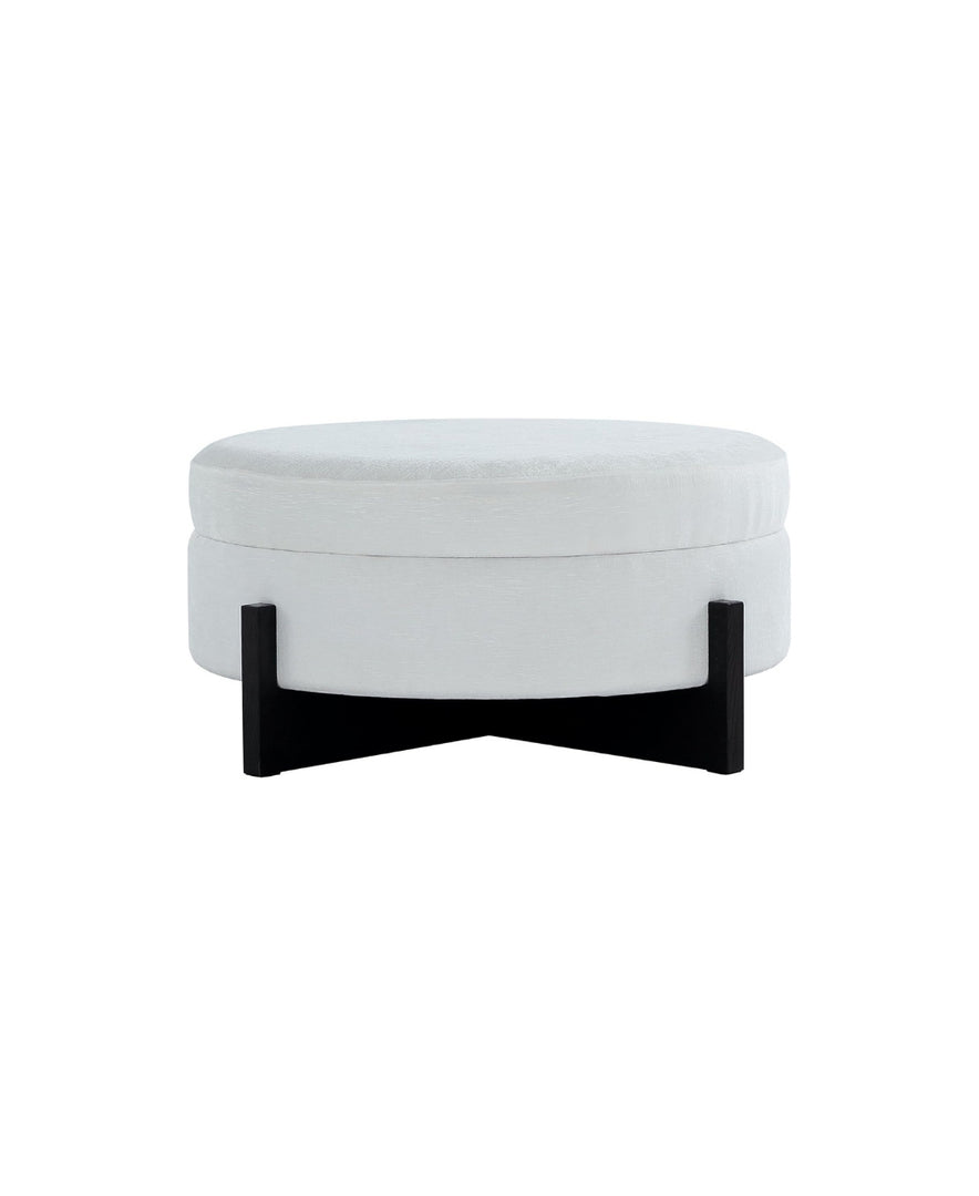 White Round Ottoman Coffee Table with Storage #120011