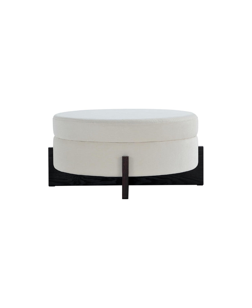 Beige Round Ottoman Coffee Table with Storage #120012