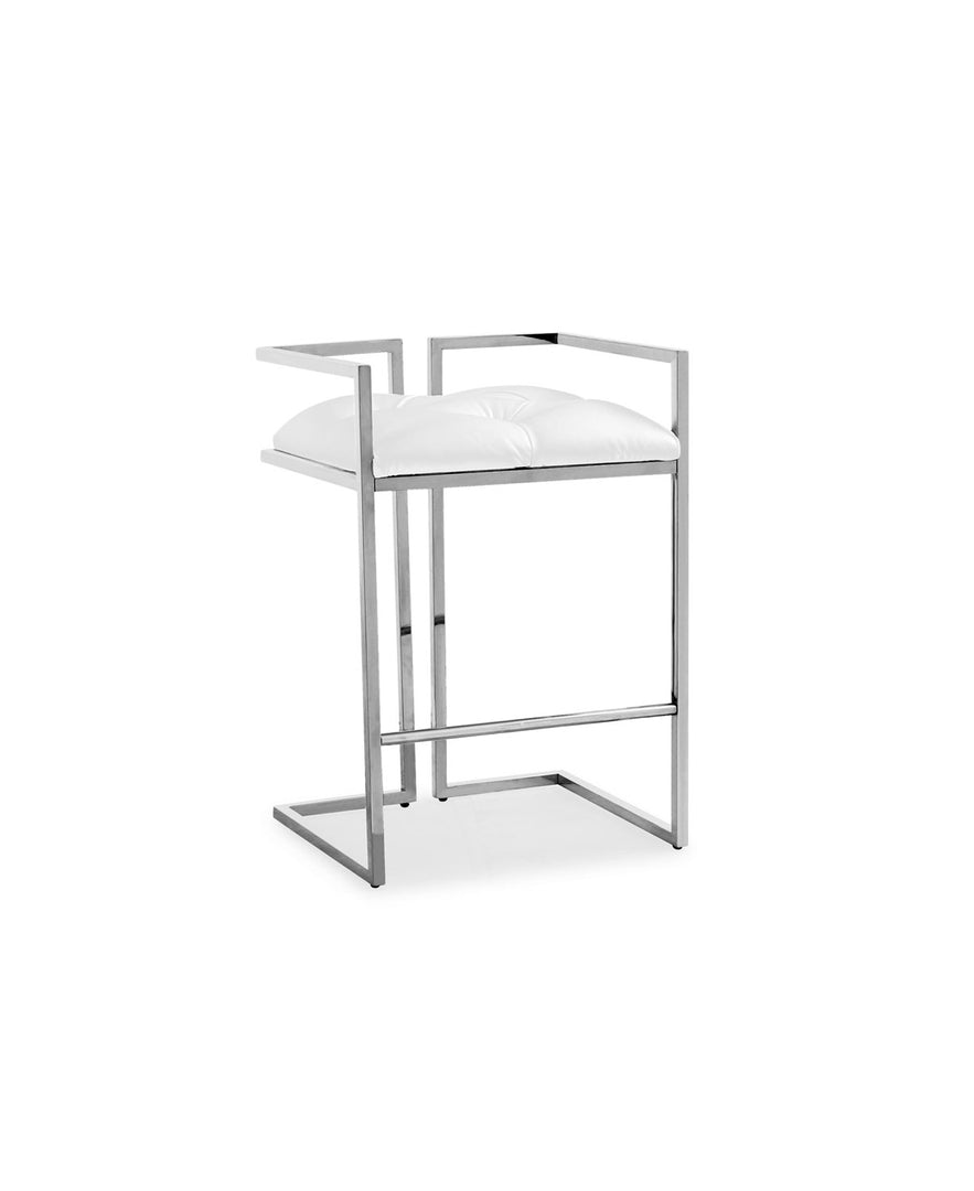 Coralie Counter Stool: White Leatherette