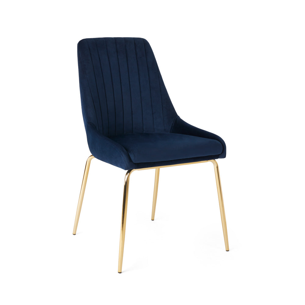 Blue Velvet Gold Dining Chair #130025