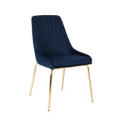 Blue Velvet Gold Dining Chair #130025