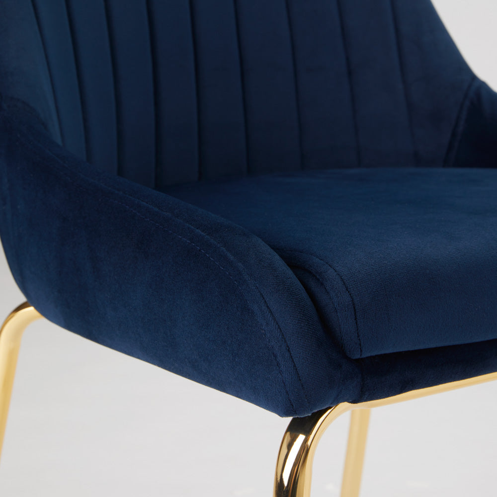 Blue Velvet Gold Dining Chair #130025