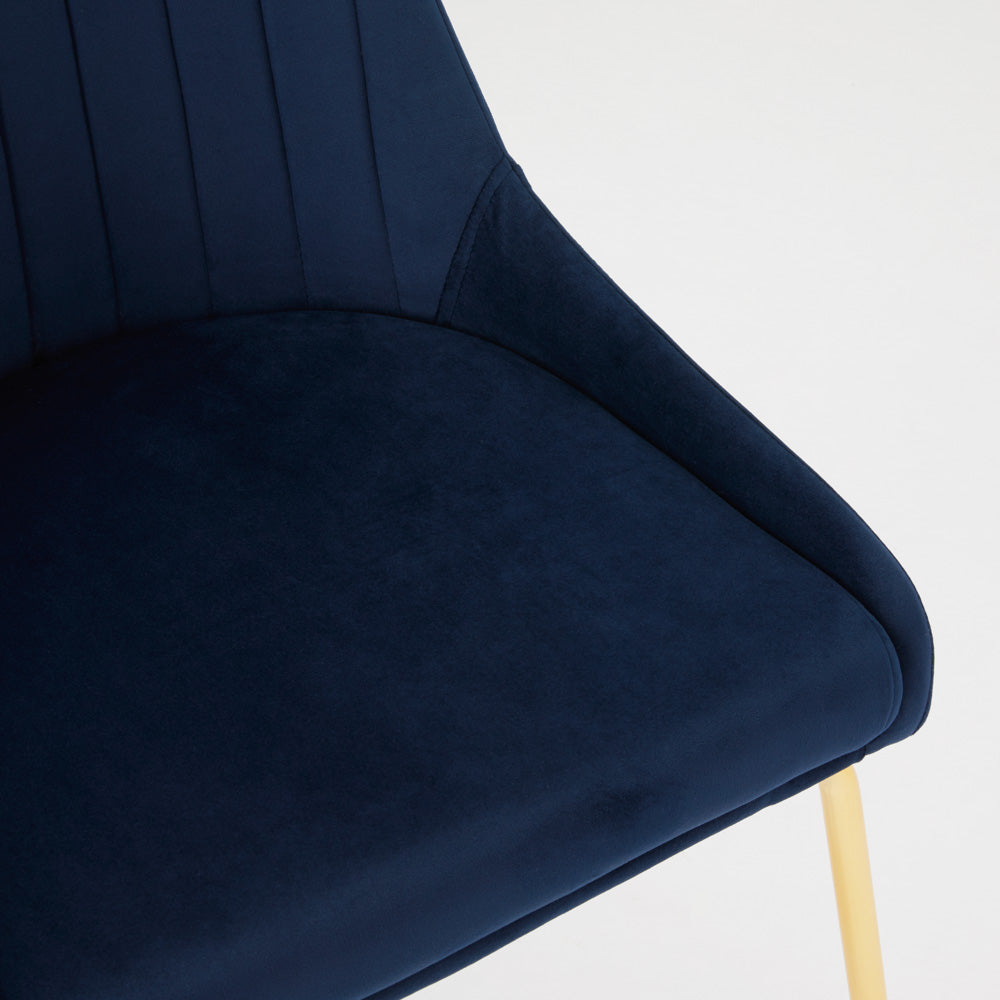 Blue Velvet Gold Dining Chair #130025