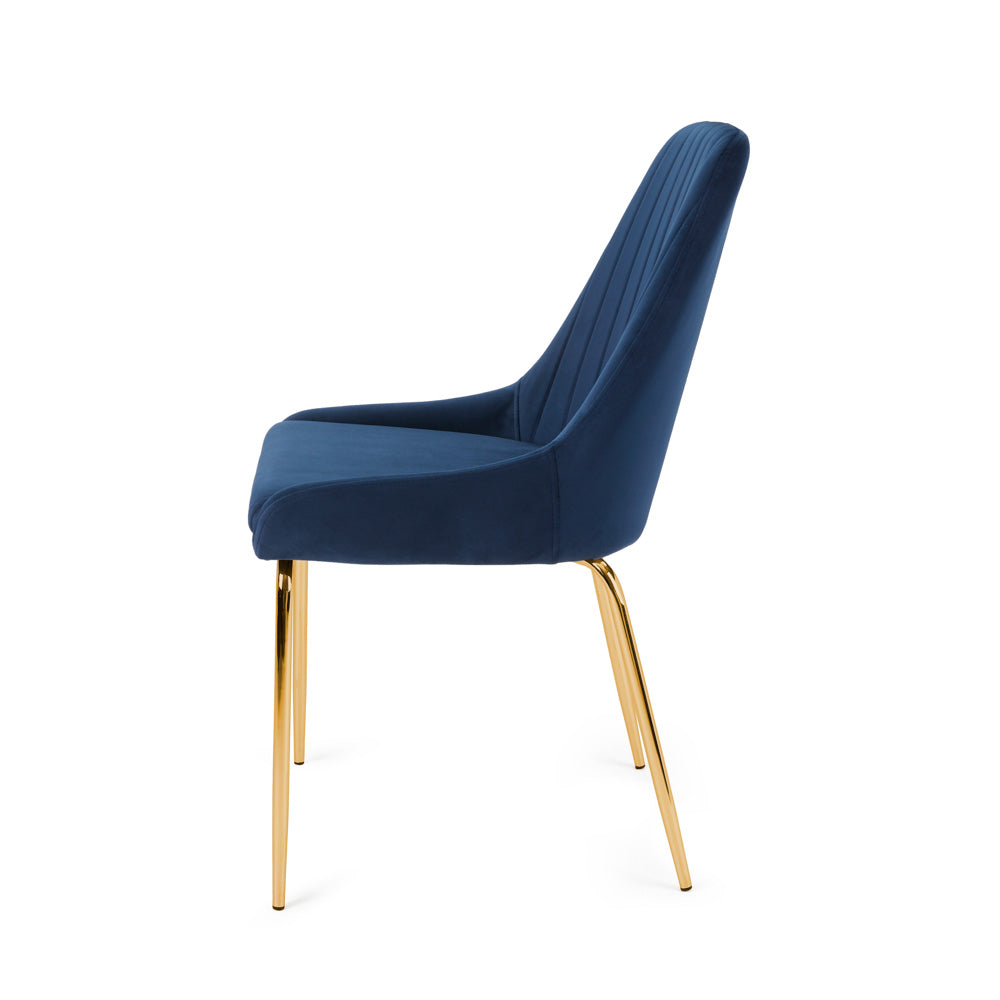 Blue Velvet Gold Dining Chair #130025