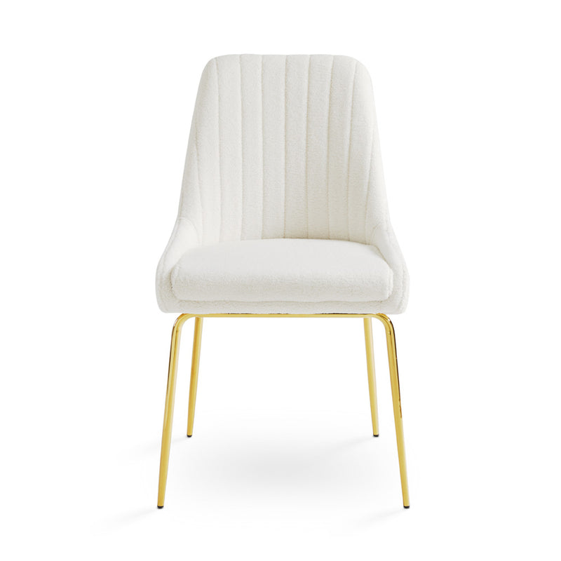 Boucle Fabric Gold Dining Chair 