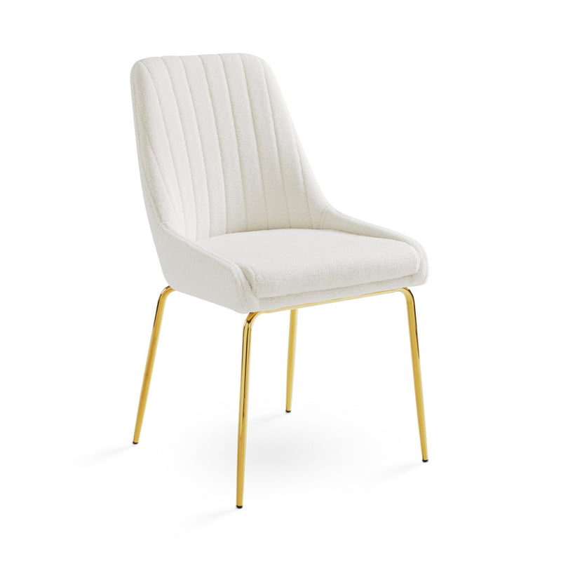 Boucle Fabric Gold Dining Chair 
