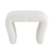 White Curved Boucle Ottoman