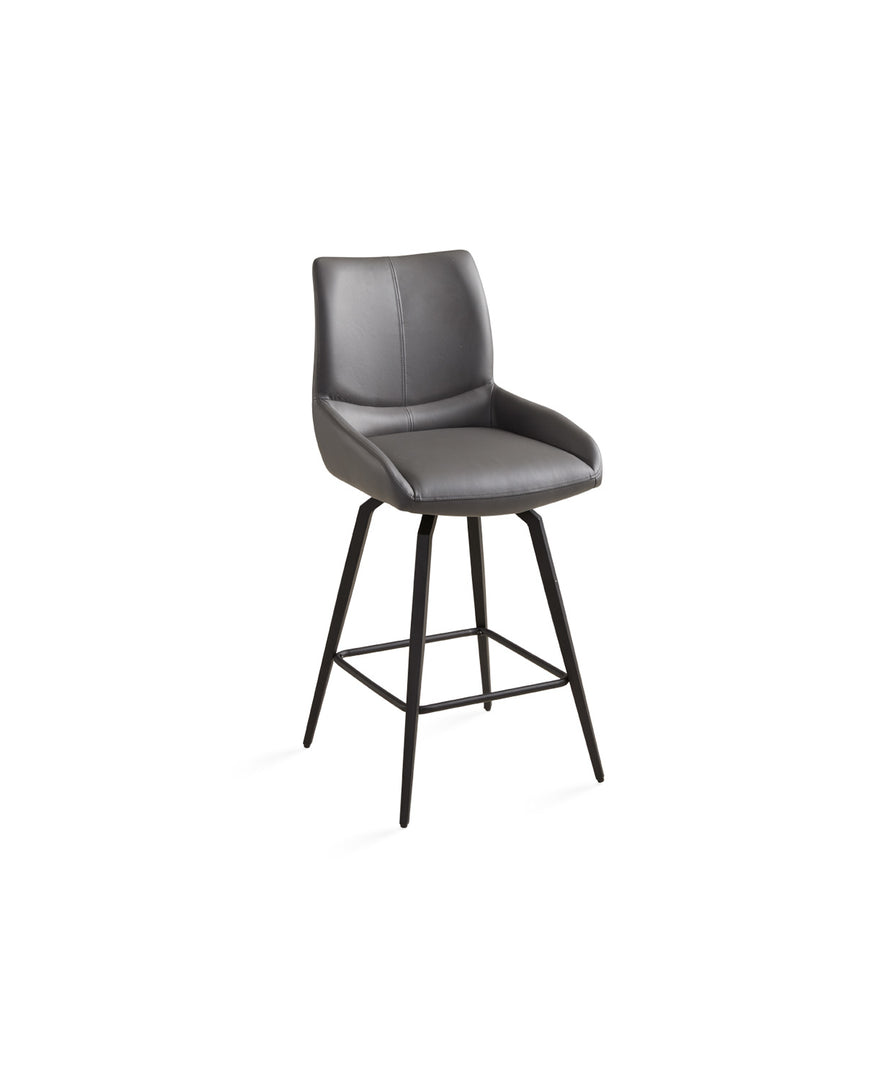 Nona Counter Chair: Grey Leatherette