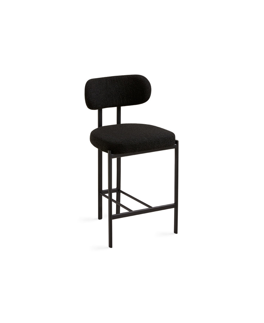 Otis Counter Chair: Black Boucle