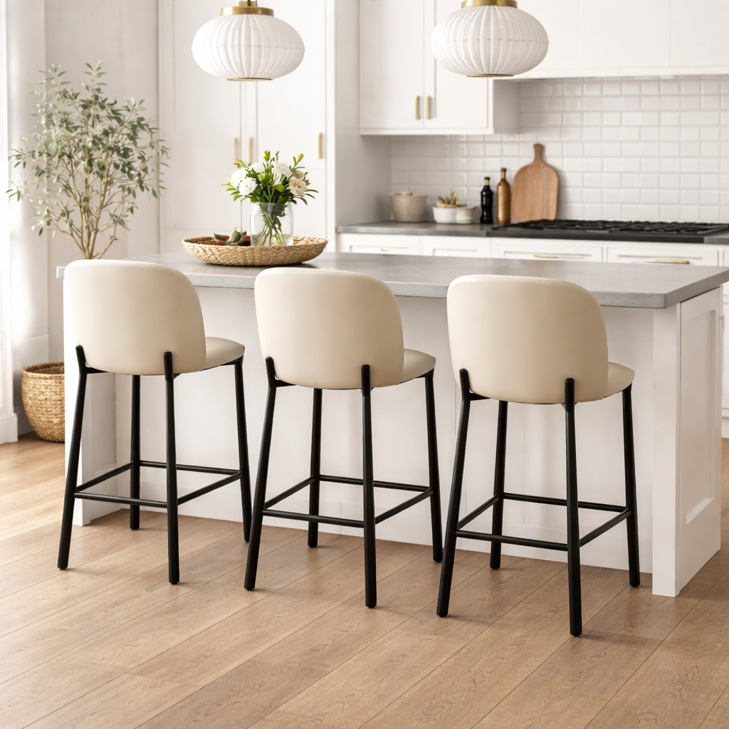 Arlo Counter Chair: Taupe Leatherette