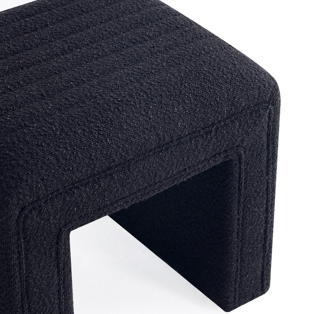 Black U Shaped Boucle Ottoman #100044