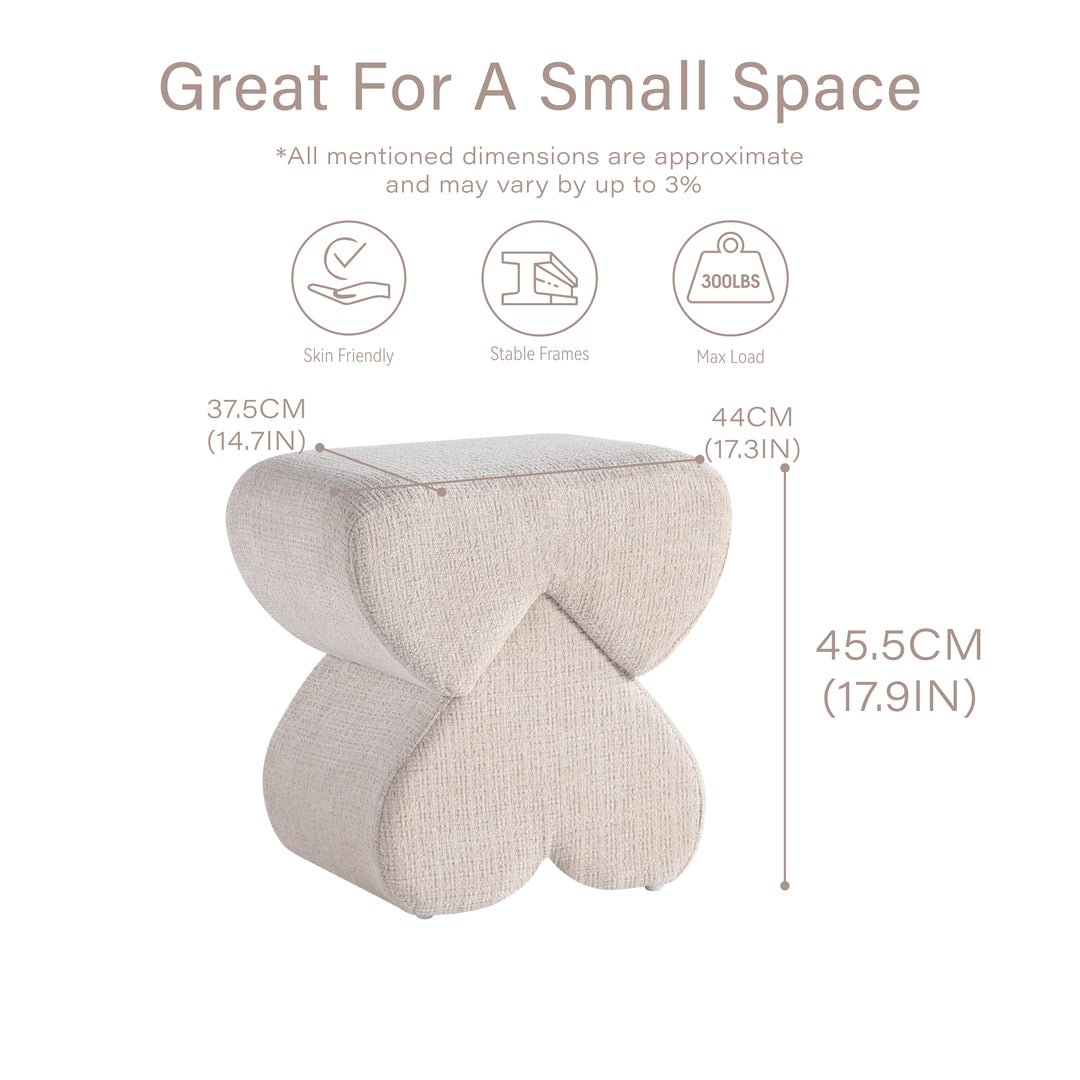 Lovers Upholstered Soft Padded Top Ottoman(Beige)#100328 Get Set Style Furniture