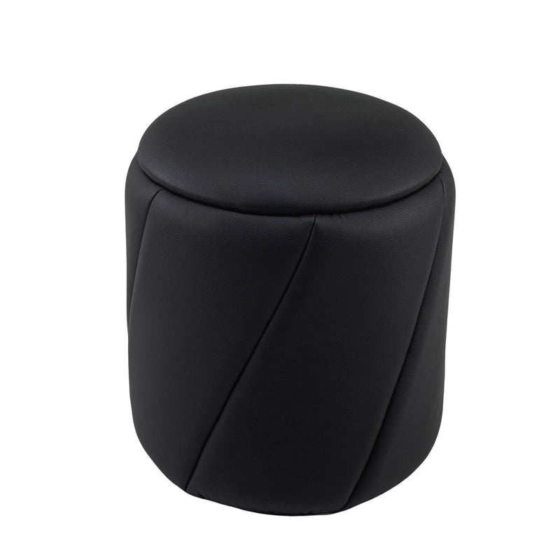 Black Faux Leather Storage Ottoman 