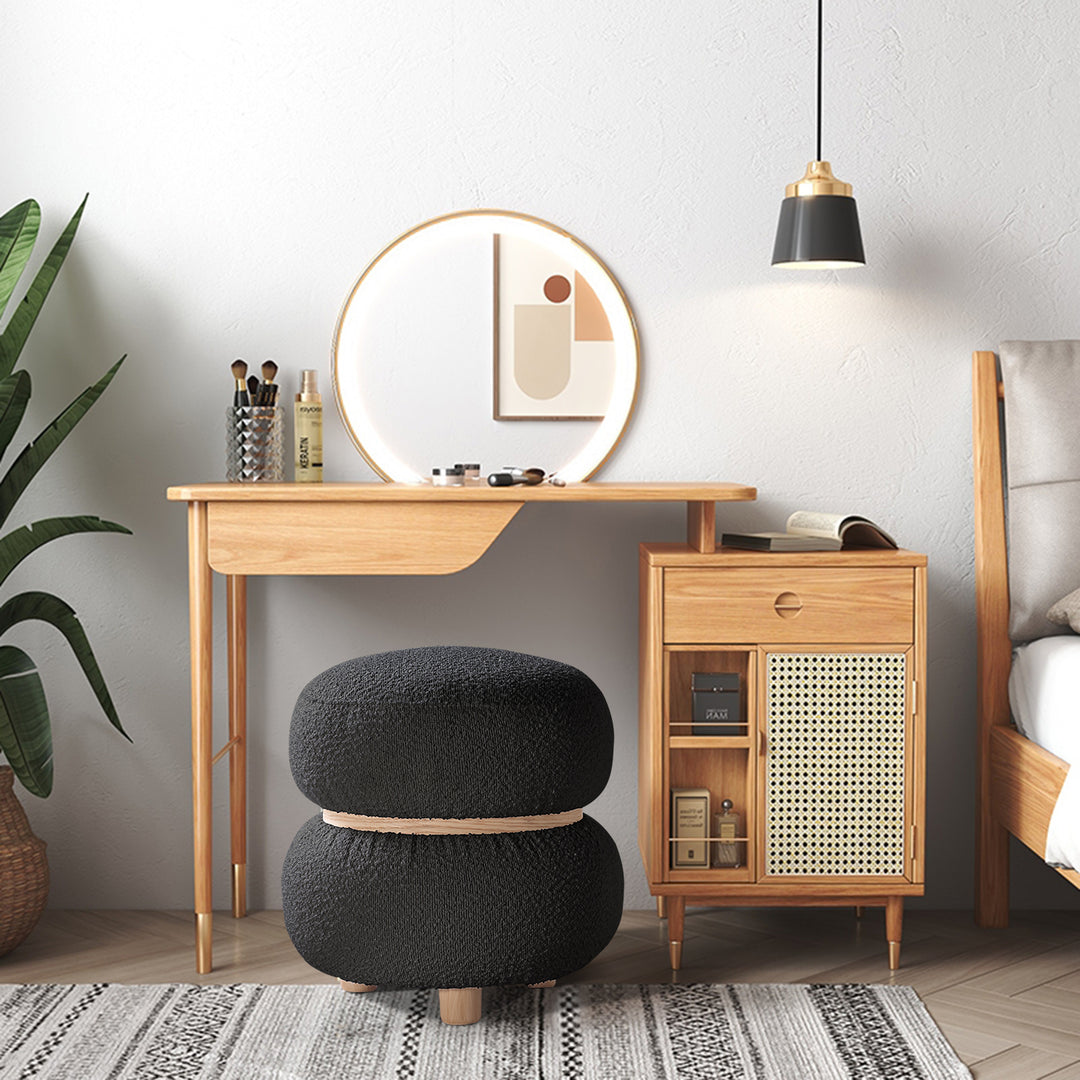 Black Pebble Round Ottoman #100048