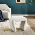 Load image into Gallery viewer, White Curved Boucle Ottoman
