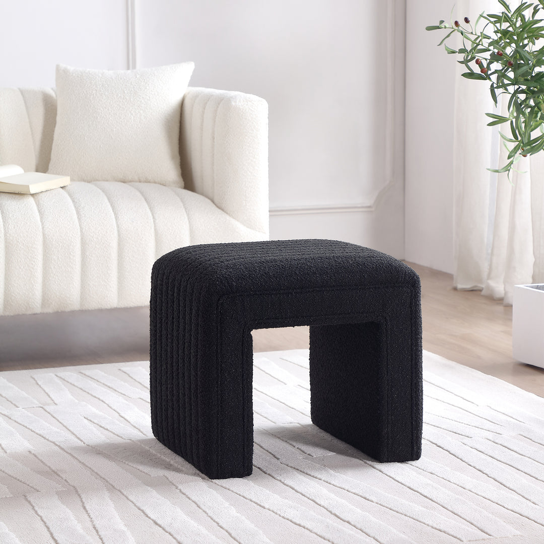 Black U Shaped Boucle Ottoman #100044