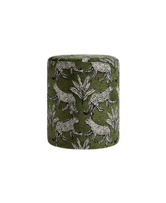 The Leopard Jacquard Ottoman ( Olive Green Jacquared ) Get Set Style Furniture