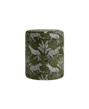 The Leopard Jacquard Ottoman ( Olive Green Jacquared ) Get Set Style Furniture