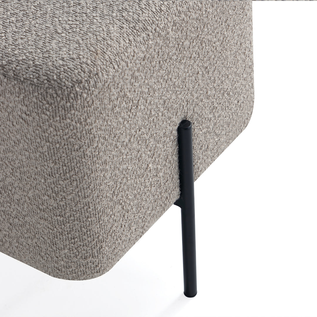 Khaki Cube-Shaped Boucle Stool #100042