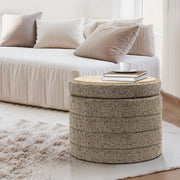 Taupe Chenille Round Ottoman With Storage #100137